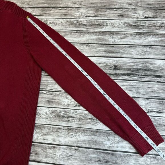 Eddie Bauer Men's Quarter Zipper Ribbed Sweater Garnet Red LT L LG Large TALL - Picture 11 of 11